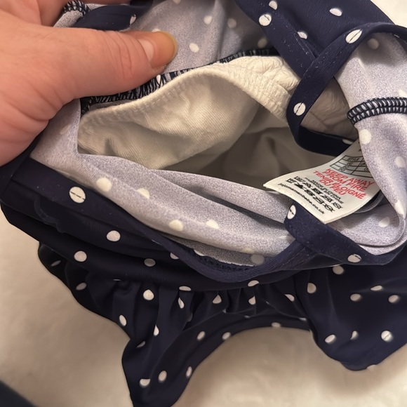 Jojo Maman Bebe Navy Blue Polka-dot bathing suit by suit w swim diaper - Picture 5 of 5